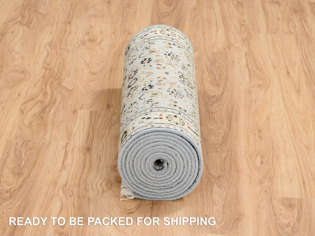 2'6" x 13'9" New Hand Knotted Blue Wool Runner Oriental Rug - MOA10264736