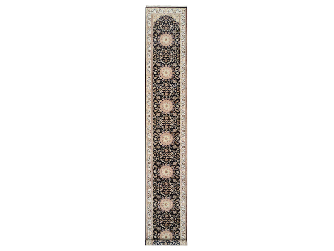 2'7" x 16'4" New Hand Knotted Blue Wool Runner Oriental Rug - MOA10264738