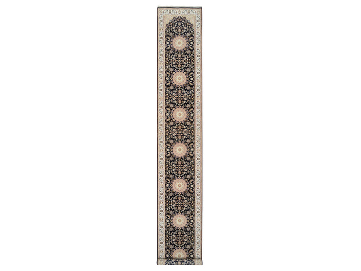 2'7" x 16'4" New Hand Knotted Blue Wool Runner Oriental Rug - MOA10264738