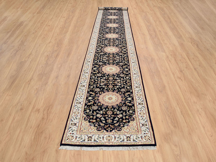 2'7" x 16'4" New Hand Knotted Blue Wool Runner Oriental Rug - MOA10264738