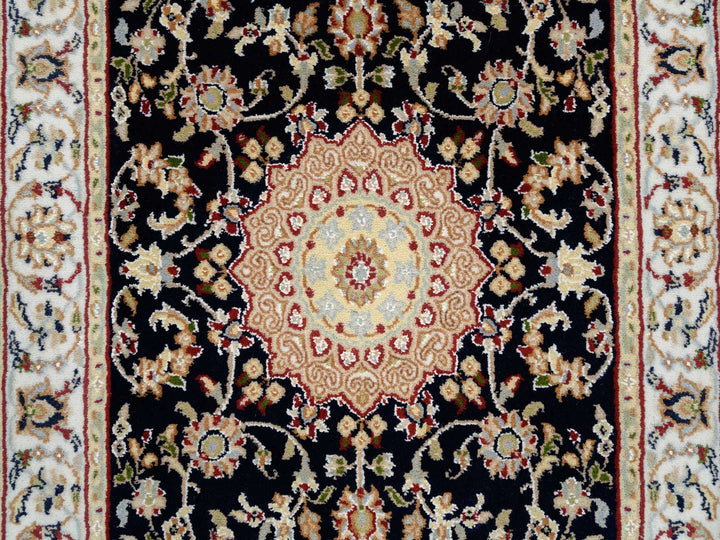 2'7" x 16'4" New Hand Knotted Blue Wool Runner Oriental Rug - MOA10264738