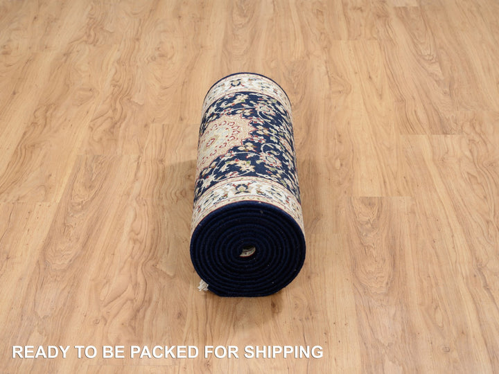 2'7" x 16'4" New Hand Knotted Blue Wool Runner Oriental Rug - MOA10264738