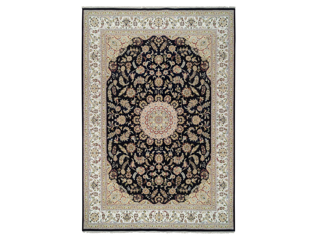 9'10" x 14'3" New Hand Knotted Blue Wool Rectangle Oriental Rug - MOA10264744