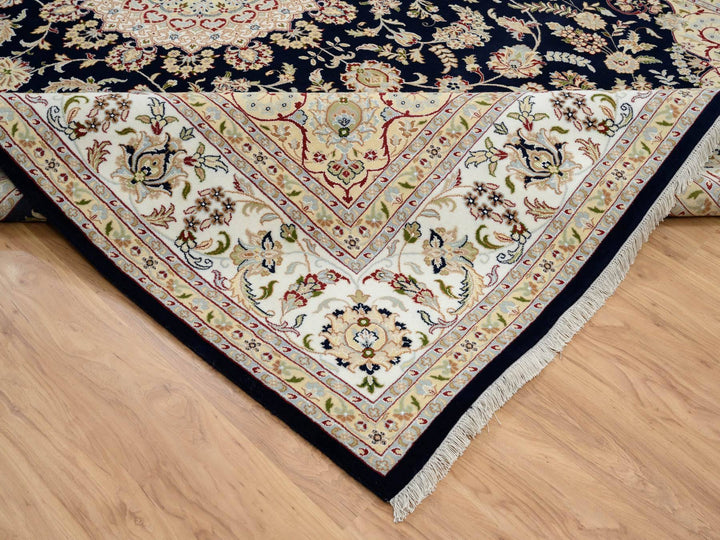9'10" x 14'3" New Hand Knotted Blue Wool Rectangle Oriental Rug - MOA10264744