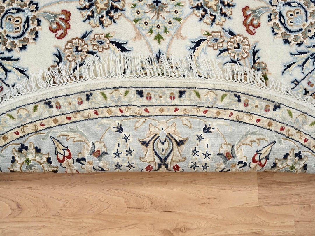 6'0" x 6'0" New Hand Knotted Ivory Wool Round Oriental Rug - MOA10264746