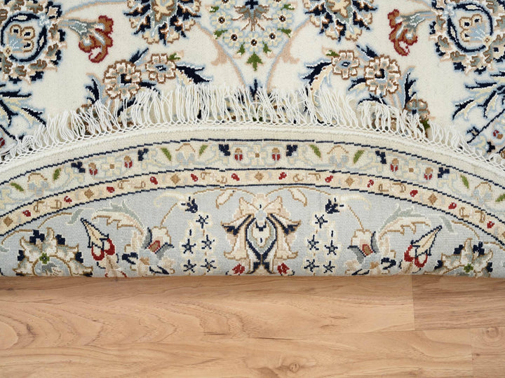 6'0" x 6'0" New Hand Knotted Ivory Wool Round Oriental Rug - MOA10264746