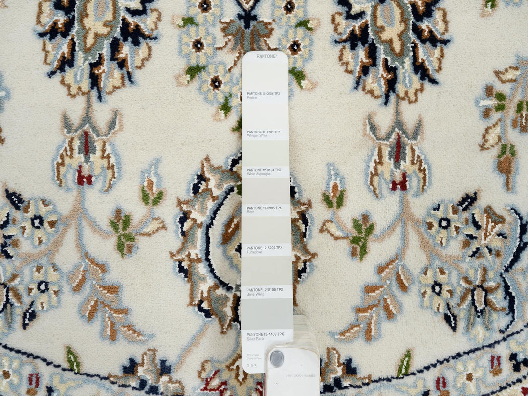 6'0" x 6'0" New Hand Knotted Ivory Wool Round Oriental Rug - MOA10264746