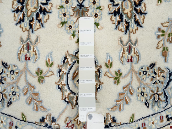 6'0" x 6'0" New Hand Knotted Ivory Wool Round Oriental Rug - MOA10264746