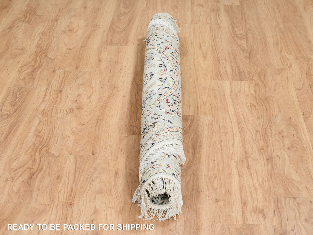 6'0" x 6'0" New Hand Knotted Ivory Wool Round Oriental Rug - MOA10264746