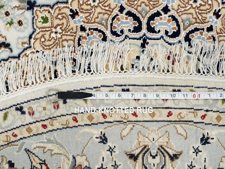 6'0" x 6'0" New Hand Knotted Ivory Wool Round Oriental Rug - MOA10264746