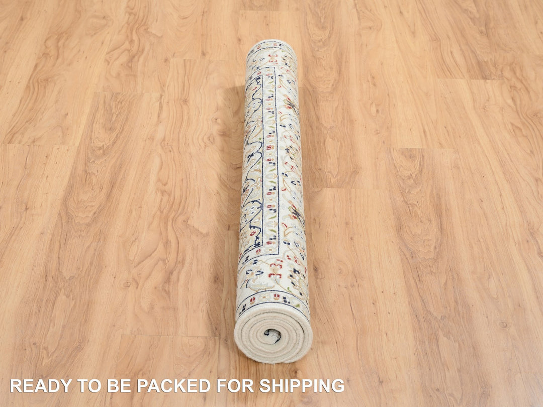 4'0" x 4'0" New Hand Knotted Ivory Wool Square Oriental Rug - MOA10264750