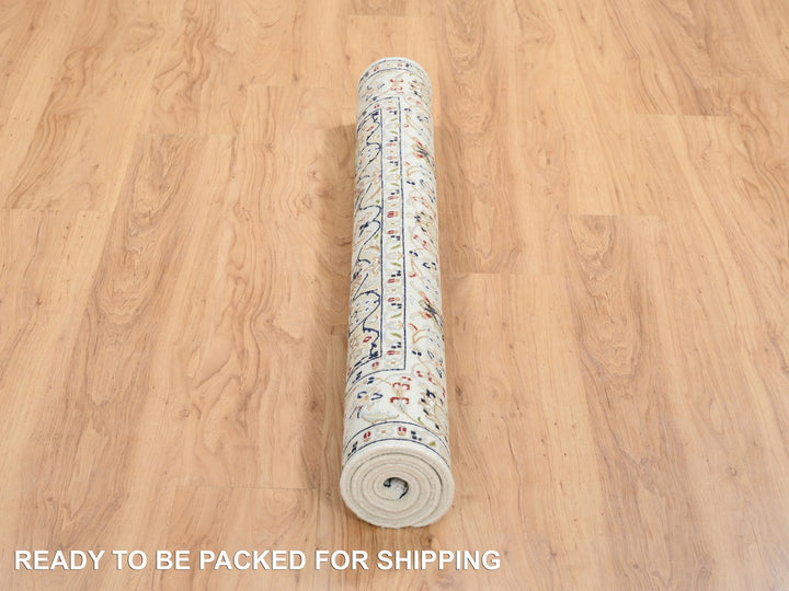 4'0" x 4'0" New Hand Knotted Ivory Wool Square Oriental Rug - MOA10264750
