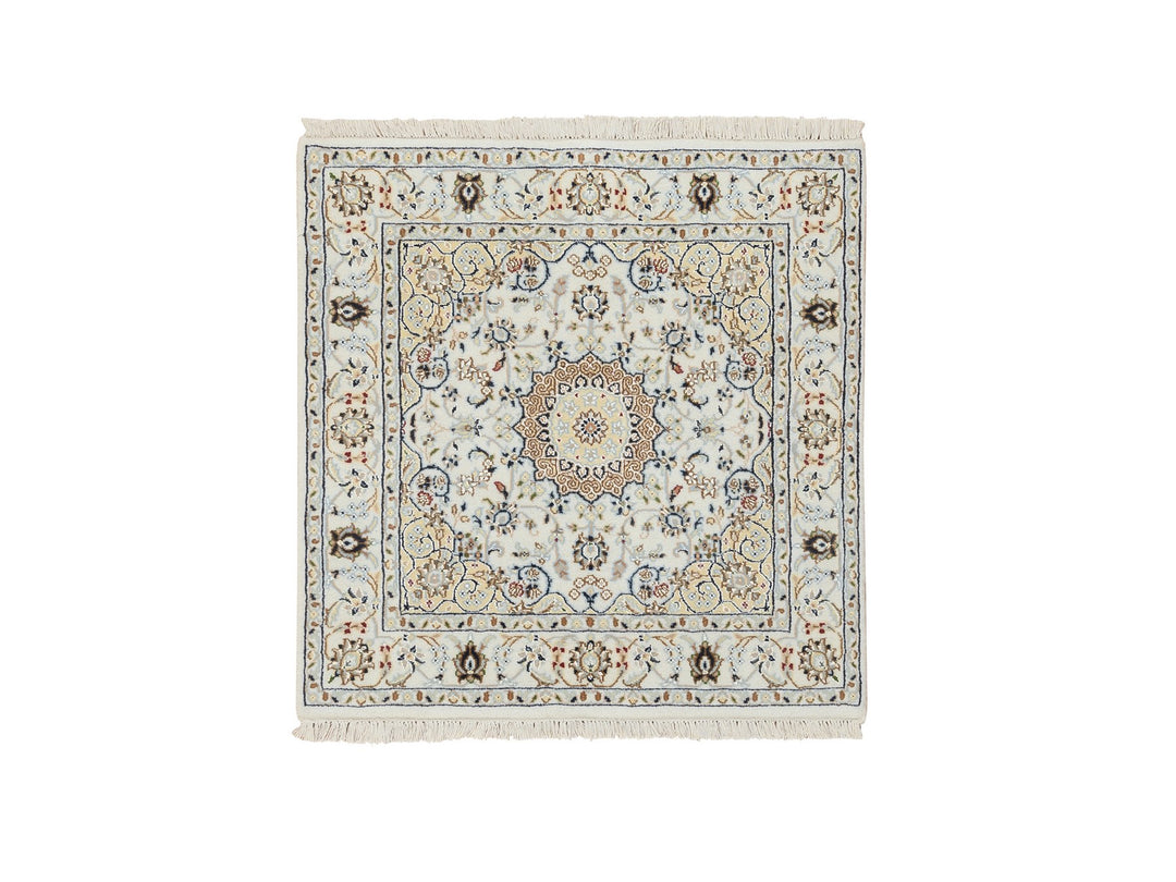 3'0" x 3'1" New Hand Knotted Ivory Wool Square Oriental Rug - MOA10264757