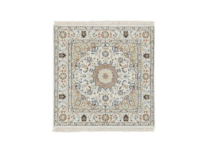 3'0" x 3'1" New Hand Knotted Ivory Wool Square Oriental Rug - MOA10264757