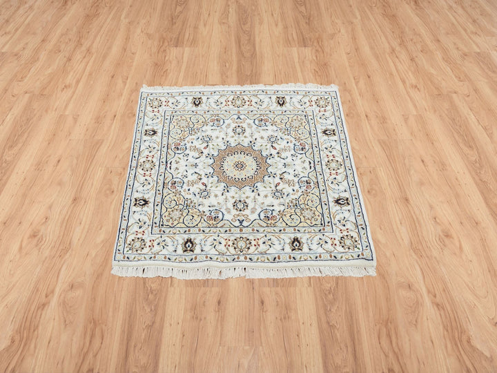 3'0" x 3'1" New Hand Knotted Ivory Wool Square Oriental Rug - MOA10264757
