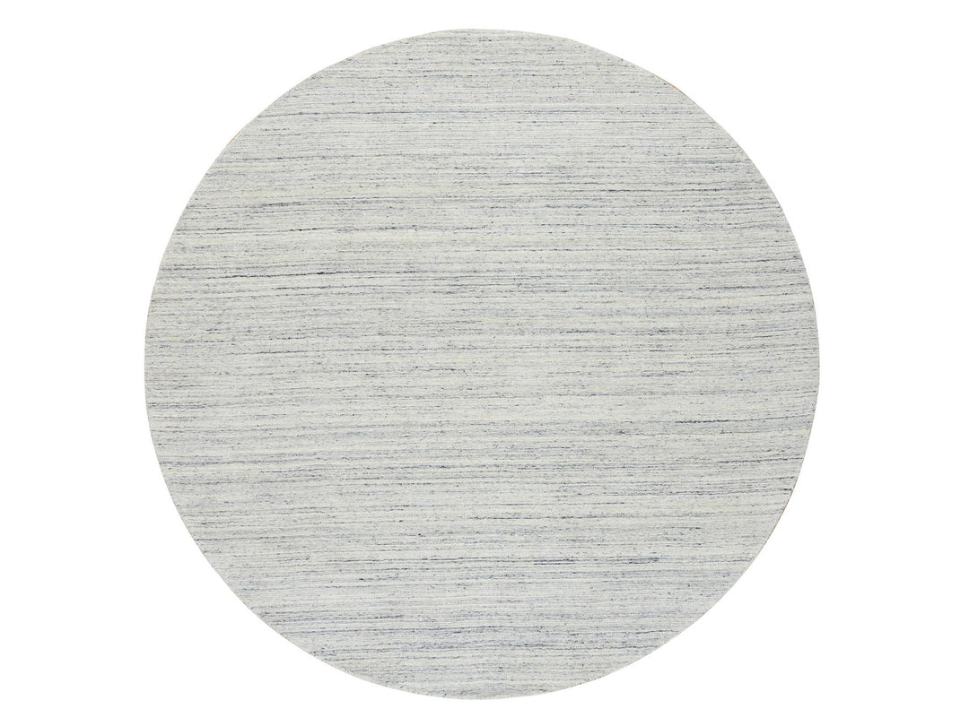 7'10" x 7'10" New Hand Loomed Ivory Wool Round Oriental Rug - MOA10264772