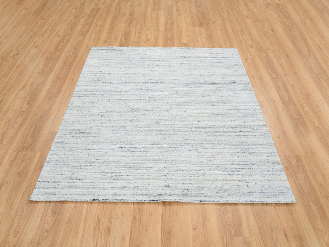 6'0" x 6'0" New Hand Loomed Ivory Wool Square Oriental Rug - MOA10264773