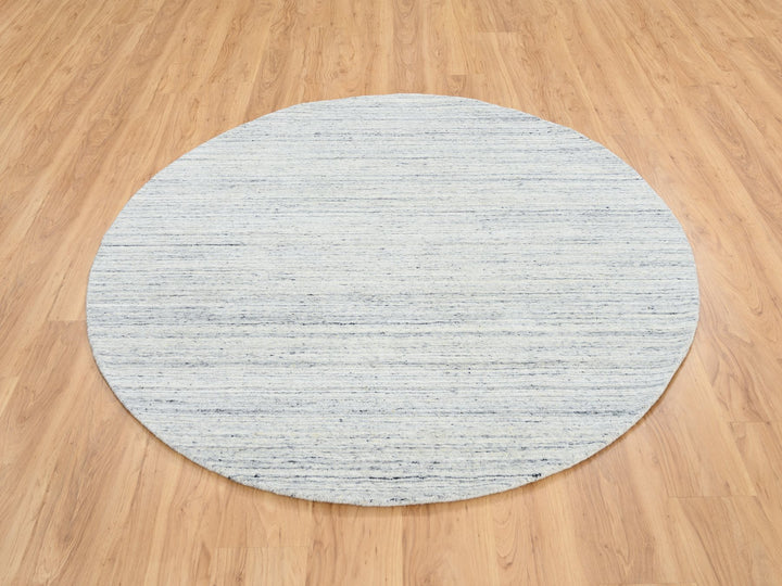 6'0" x 6'0" New Hand Loomed Ivory Wool Round Oriental Rug - MOA10264778