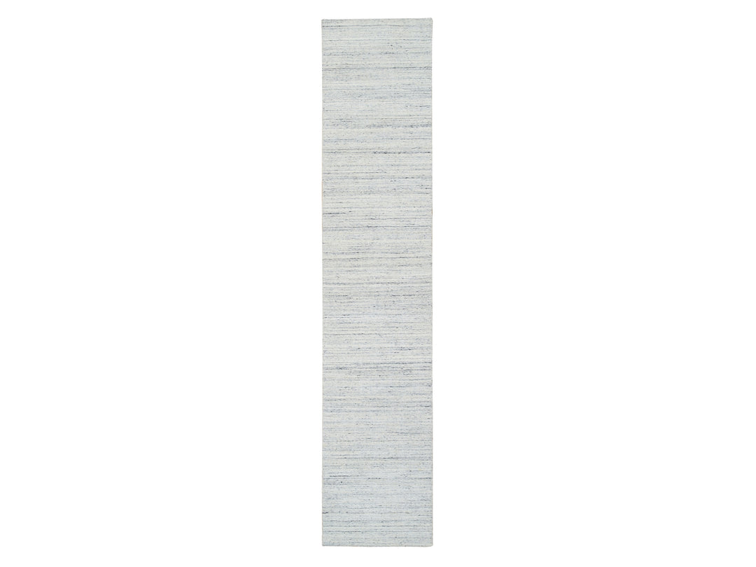 2'6" x 12'0" New Hand Loomed Ivory Wool Runner Oriental Rug - MOA10264780