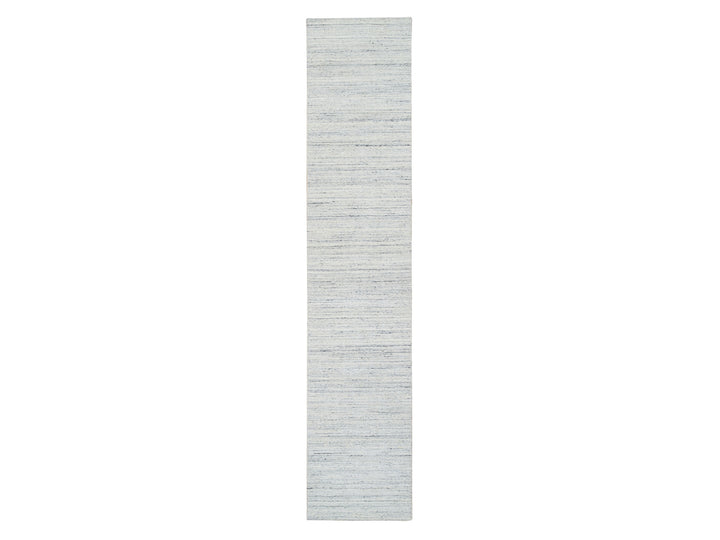 2'6" x 12'0" New Hand Loomed Ivory Wool Runner Oriental Rug - MOA10264780