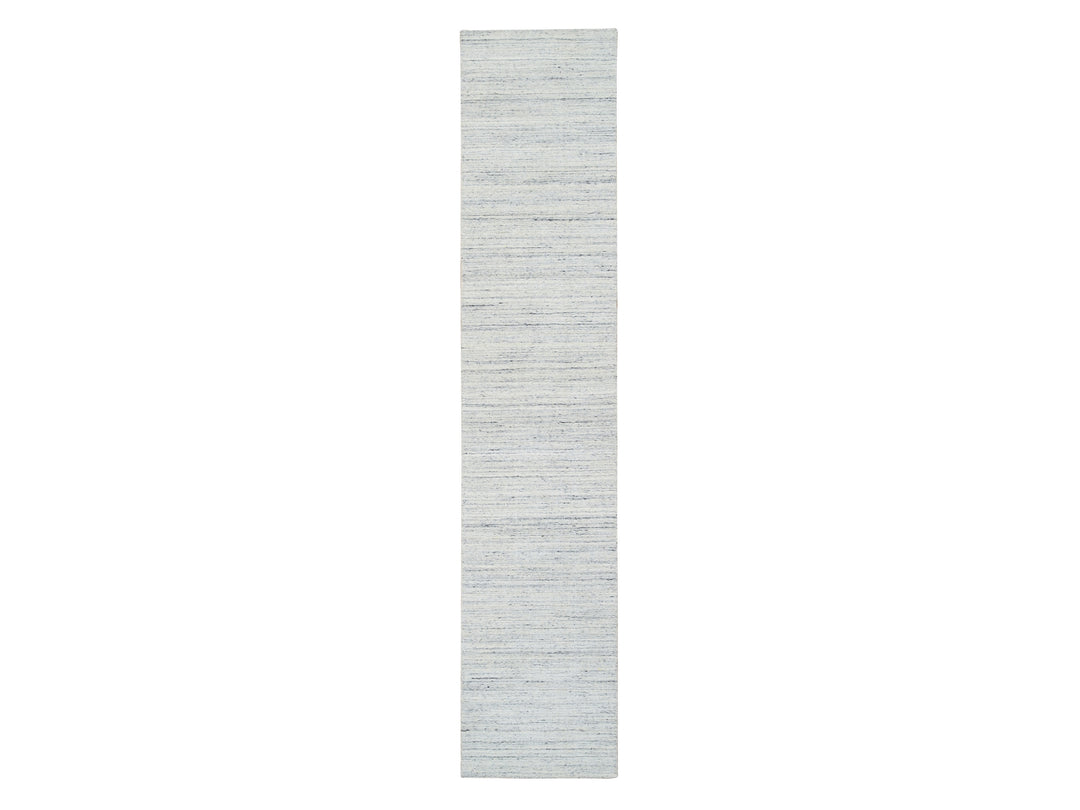 2'6" x 11'10" New Hand Loomed Ivory Wool Runner Oriental Rug - MOA10264781