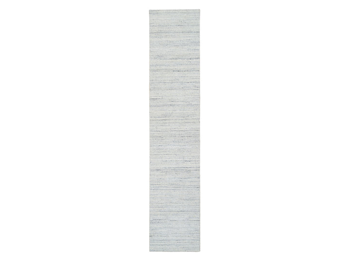 2'6" x 11'10" New Hand Loomed Ivory Wool Runner Oriental Rug - MOA10264781