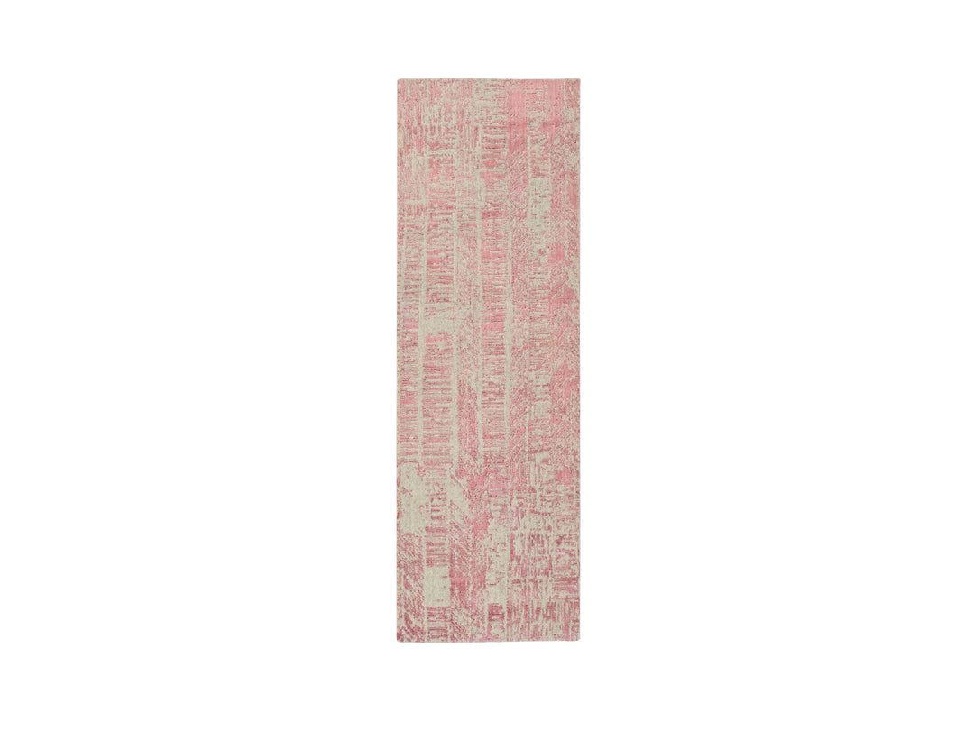 2'6" x 8'0" New Hand Loomed Pink Wool & Silk Runner Oriental Rug - MOA10264811