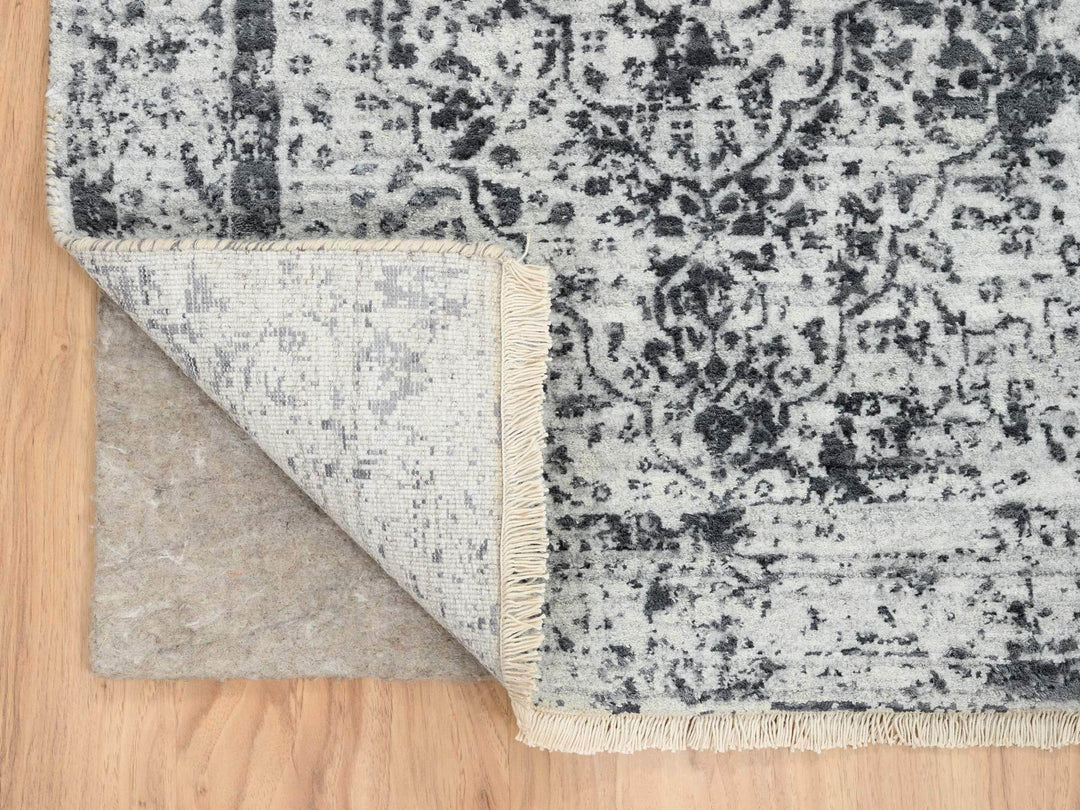 2'7" x 12'0" New Hand Knotted Grey Wool Runner Oriental Rug - MOA10264837