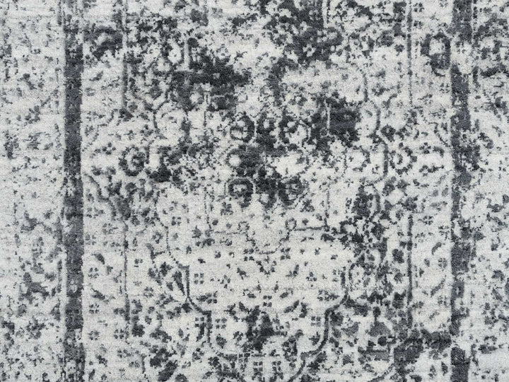 2'7" x 12'0" New Hand Knotted Grey Wool Runner Oriental Rug - MOA10264837
