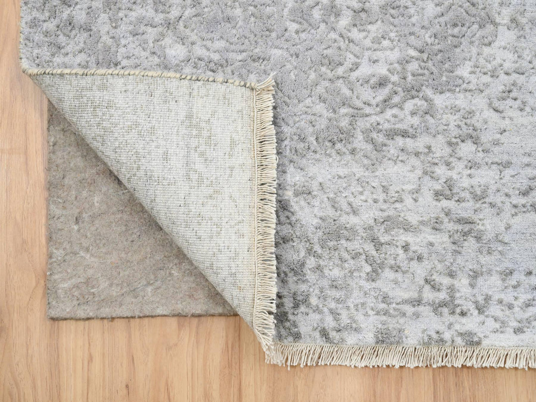 2'7" x 23'9" New Hand Knotted Grey Wool Runner Oriental Rug - MOA10264844