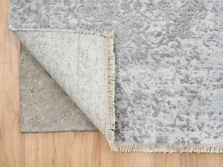 2'7" x 23'9" New Hand Knotted Grey Wool Runner Oriental Rug - MOA10264844