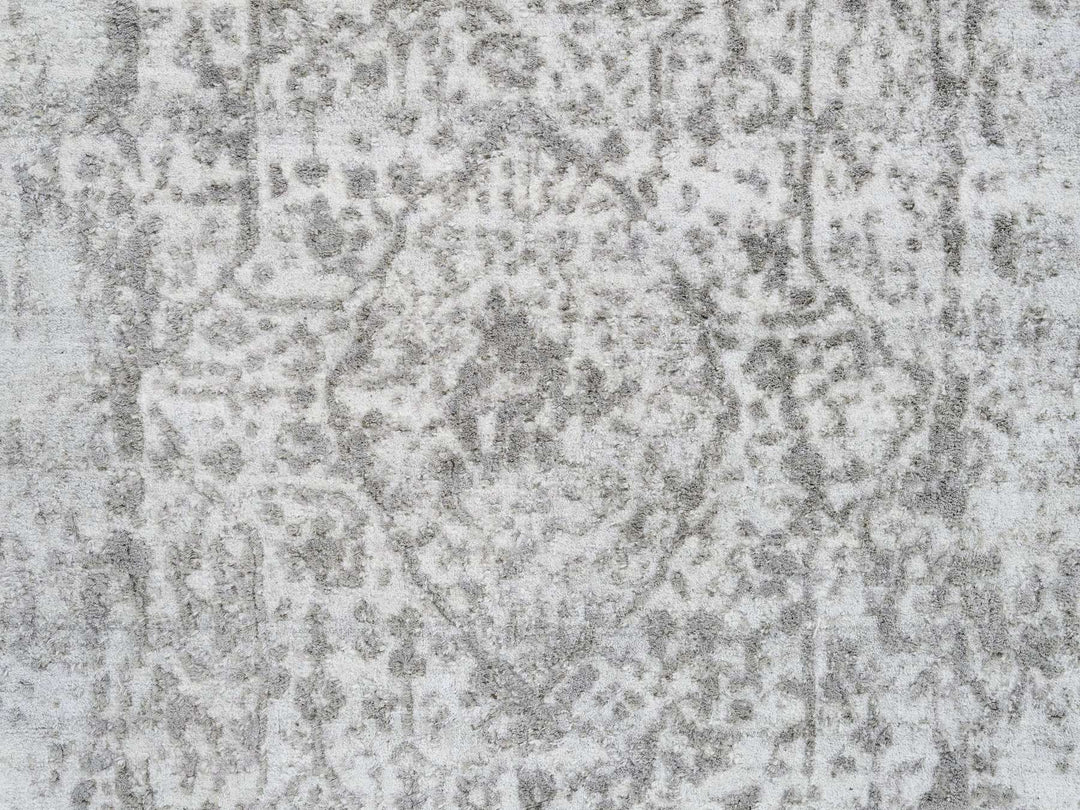 2'7" x 23'9" New Hand Knotted Grey Wool Runner Oriental Rug - MOA10264844