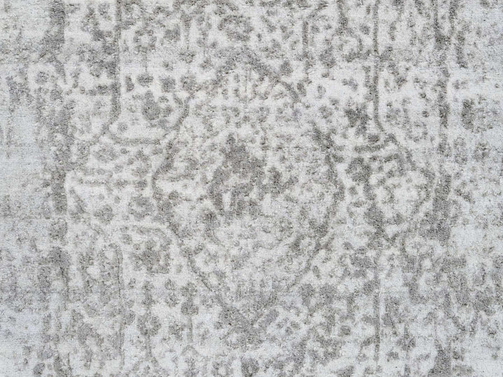 2'7" x 23'9" New Hand Knotted Grey Wool Runner Oriental Rug - MOA10264844