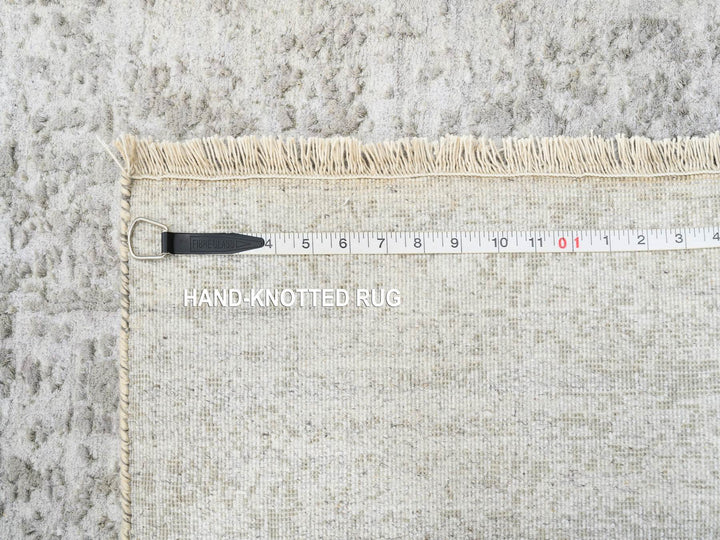 2'7" x 23'9" New Hand Knotted Grey Wool Runner Oriental Rug - MOA10264844