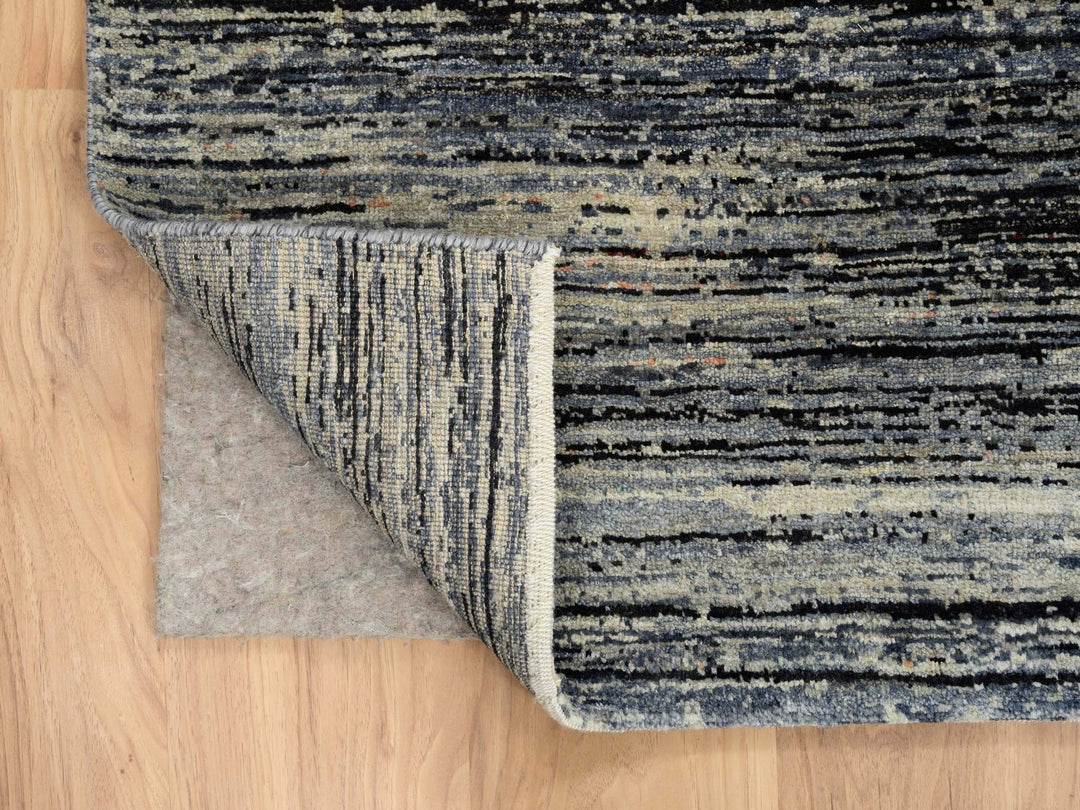 8'4" x 9'10" New Hand Knotted Black Wool Rectangle Oriental Rug - MOA10264866