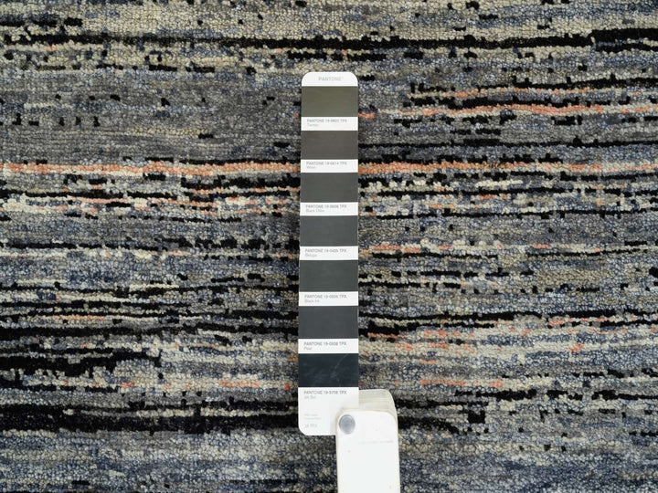 8'4" x 9'10" New Hand Knotted Black Wool Rectangle Oriental Rug - MOA10264866