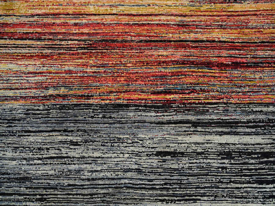 8'4" x 9'10" New Hand Knotted Black Wool Rectangle Oriental Rug - MOA10264866