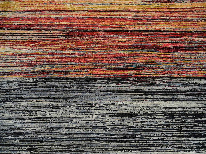 8'4" x 9'10" New Hand Knotted Black Wool Rectangle Oriental Rug - MOA10264866