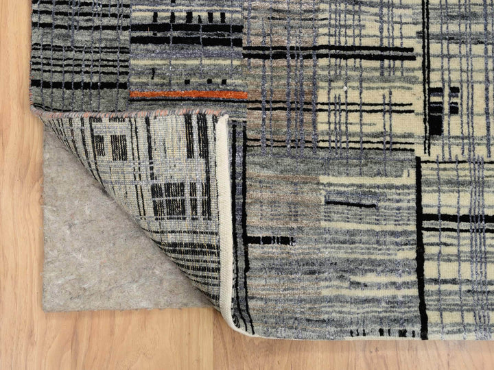 8'0" x 10'0" New Hand Knotted Black Wool & Silk Rectangle Oriental Rug - MOA10264867