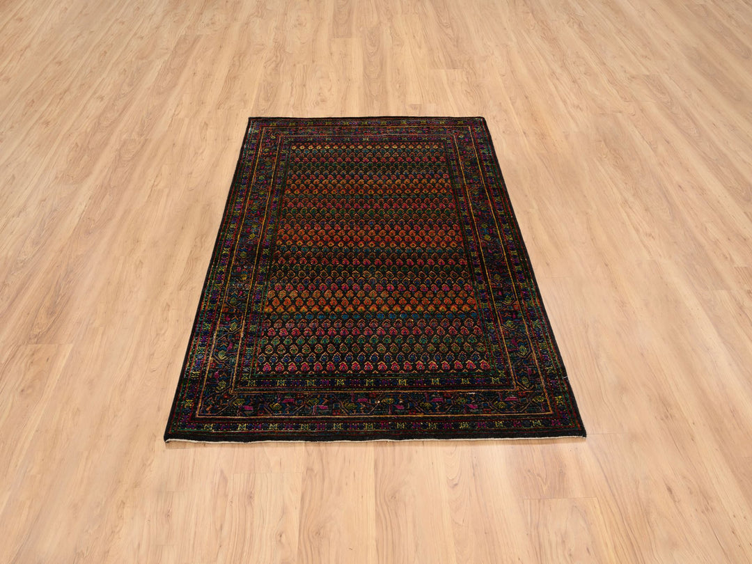 4'0" x 6'0" New Hand Knotted Black Wool Rectangle Oriental Rug - MOA10264878