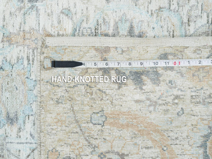 2'7" x 8'2" New Hand Knotted Ivory Wool & Silk Runner Oriental Rug - MOA10264886
