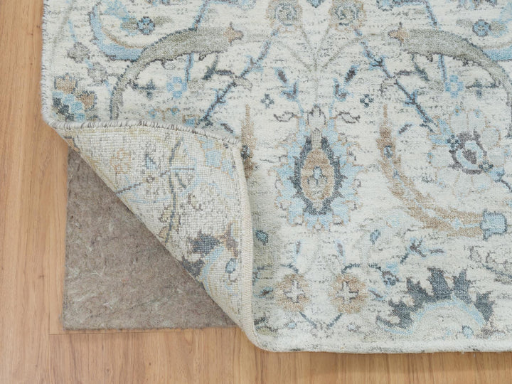 2'6" x 20'0" New Hand Knotted Ivory Wool & Silk Runner Oriental Rug - MOA10264891