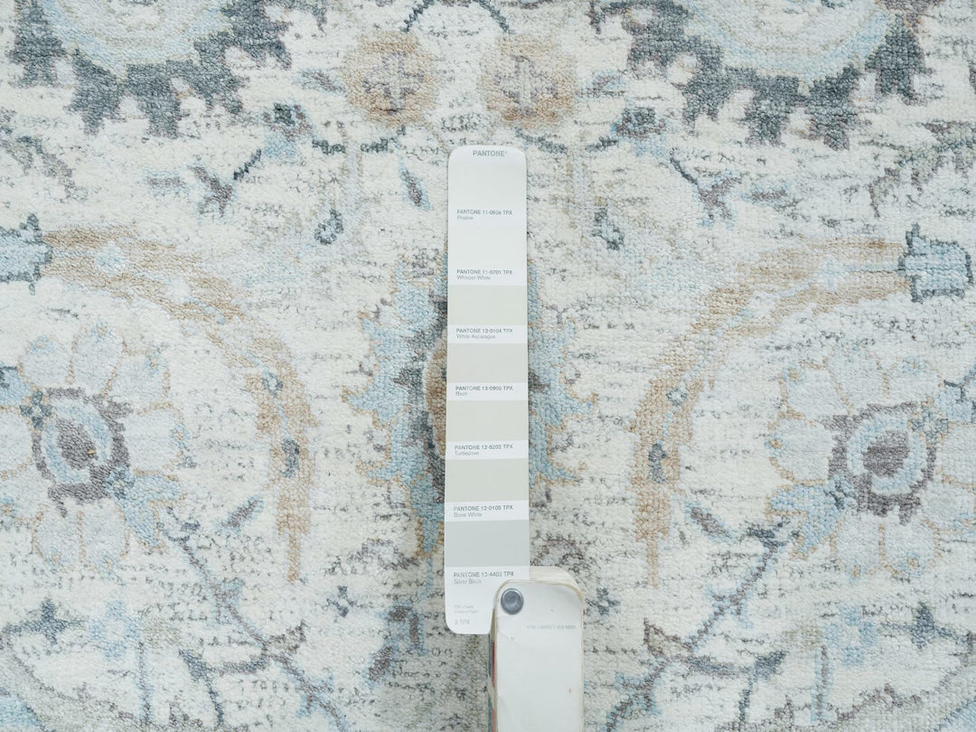 2'6" x 20'0" New Hand Knotted Ivory Wool & Silk Runner Oriental Rug - MOA10264891