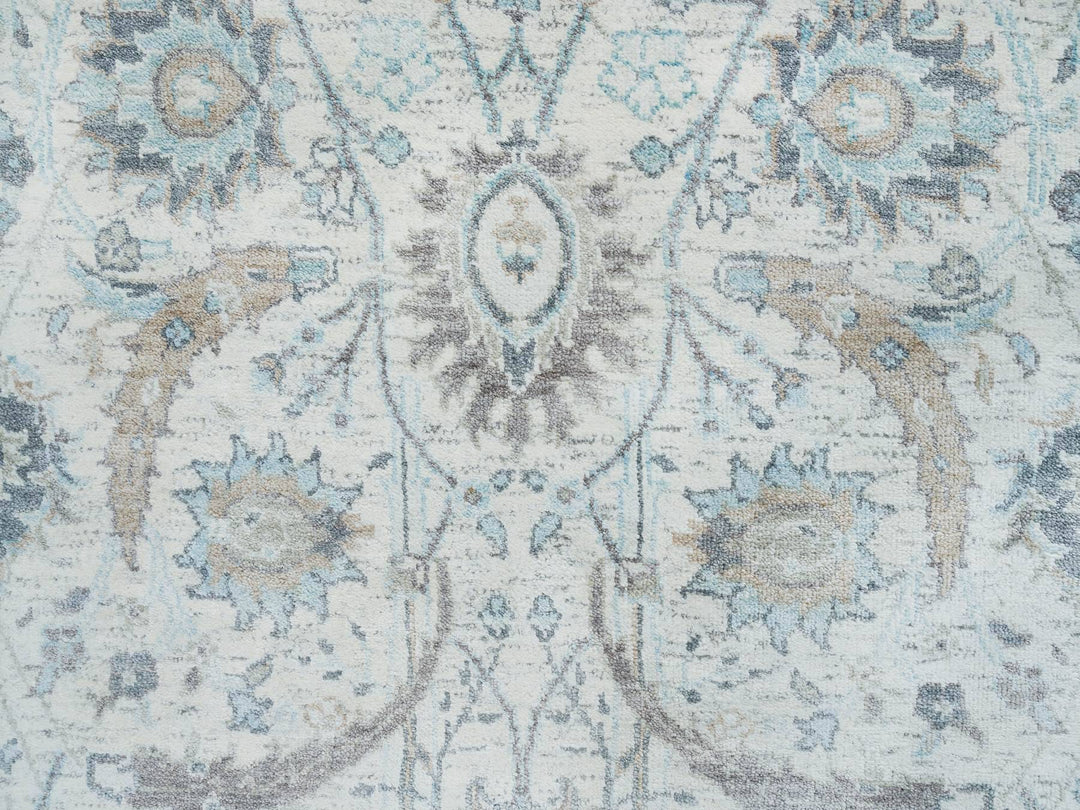 2'6" x 20'0" New Hand Knotted Ivory Wool & Silk Runner Oriental Rug - MOA10264891