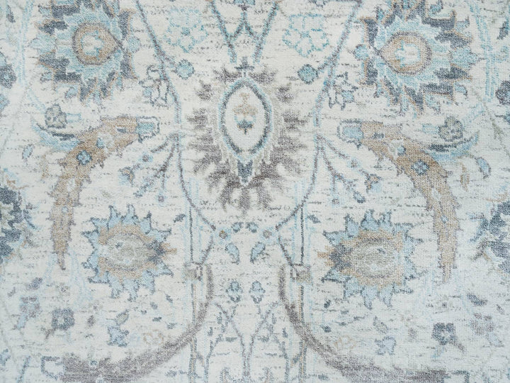 2'6" x 20'0" New Hand Knotted Ivory Wool & Silk Runner Oriental Rug - MOA10264891