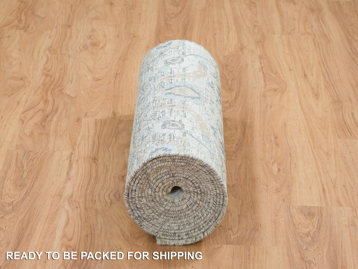 2'6" x 20'0" New Hand Knotted Ivory Wool & Silk Runner Oriental Rug - MOA10264891