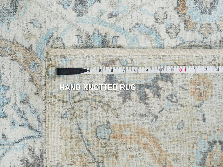 2'6" x 20'0" New Hand Knotted Ivory Wool & Silk Runner Oriental Rug - MOA10264891