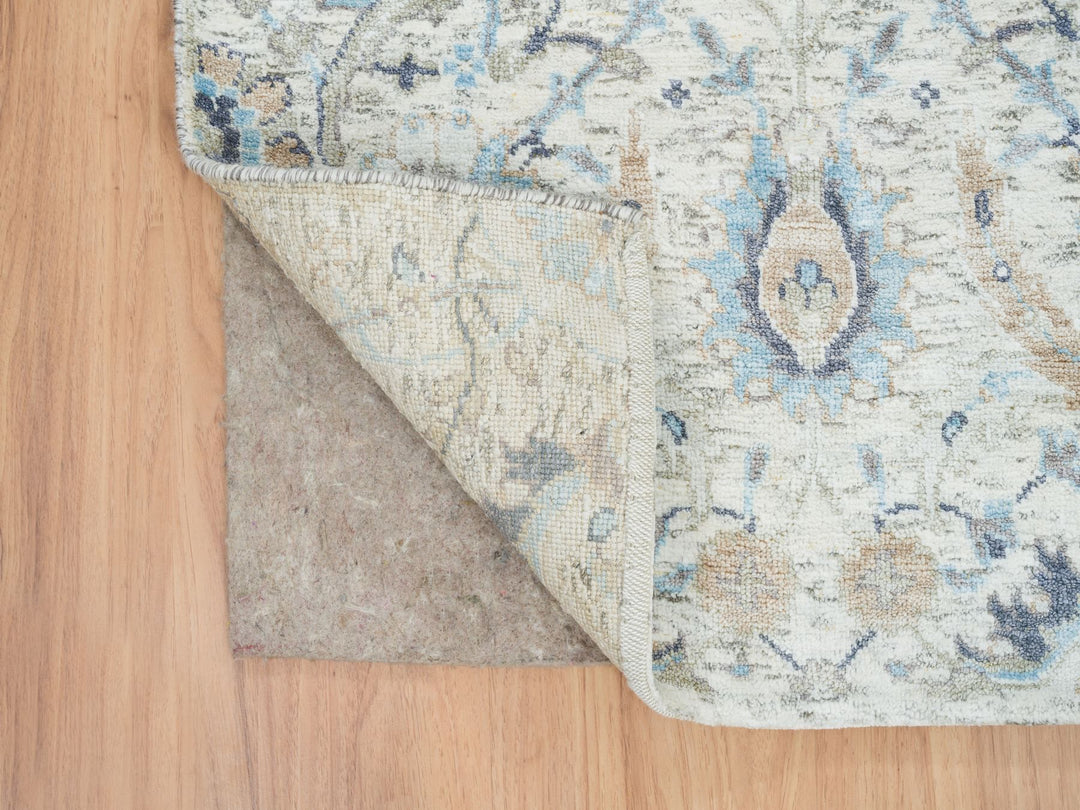2'6" x 23'10" New Hand Knotted Ivory Wool & Silk Runner Oriental Rug - MOA10264903