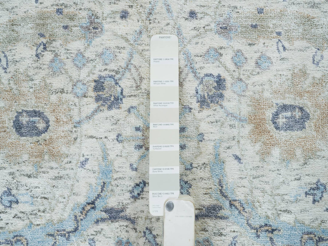 2'6" x 23'10" New Hand Knotted Ivory Wool & Silk Runner Oriental Rug - MOA10264903