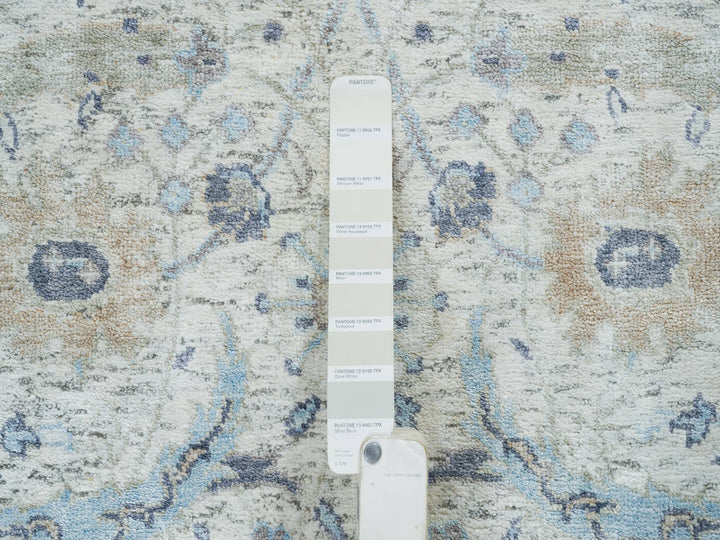 2'6" x 23'10" New Hand Knotted Ivory Wool & Silk Runner Oriental Rug - MOA10264903